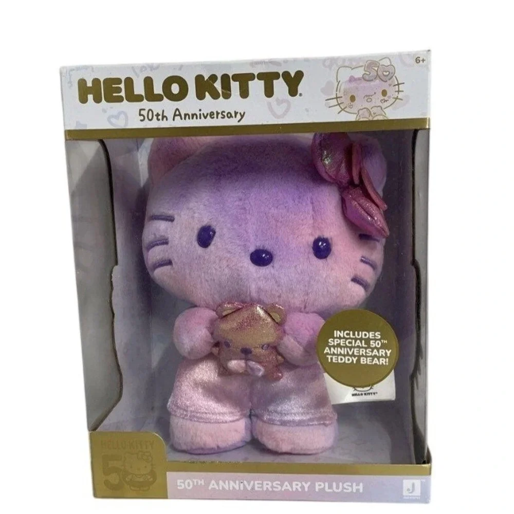 Hello Kitty 50th Anniversary Plush Purple Tie Dye with Teddy Bear Jazwares New